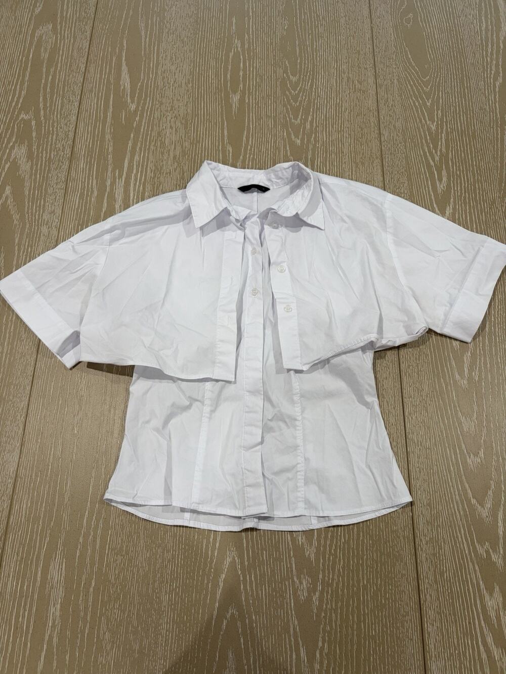 Zara double-layer poplin short-sleeve shirt Women Size XS